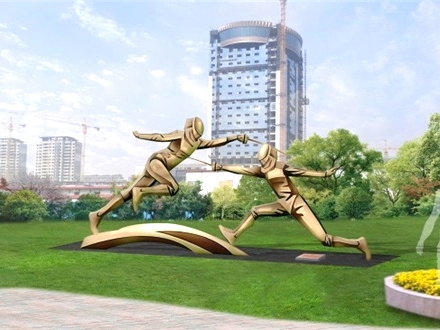 体育公园体育运动元素项目人物雕塑设计制作—击剑雕塑