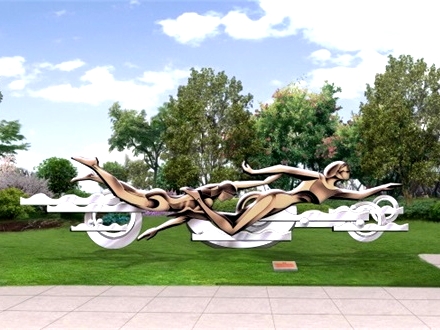 体育公园体育运动元素项目人物雕塑设计制作—游泳雕塑