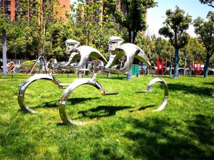 不锈钢运动雕塑自行车雕塑小品设计生产厂家