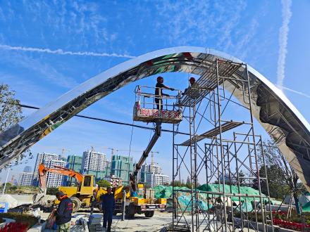 肥西县引江济淮不锈钢雕塑及灯光水帘设计施工